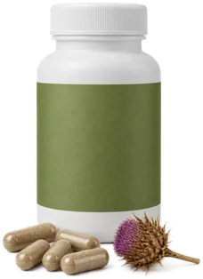 Plain milk thistle capsules bottle
